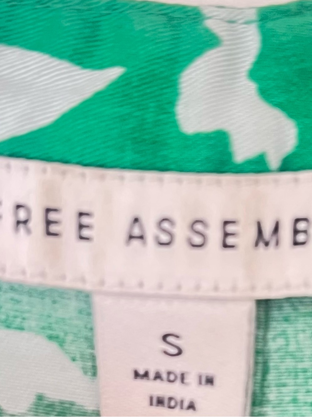 FREE ASSEMBLY | 100% Cotton Green Abstract Midi Shirt Dress S - Picture 10 of 13
